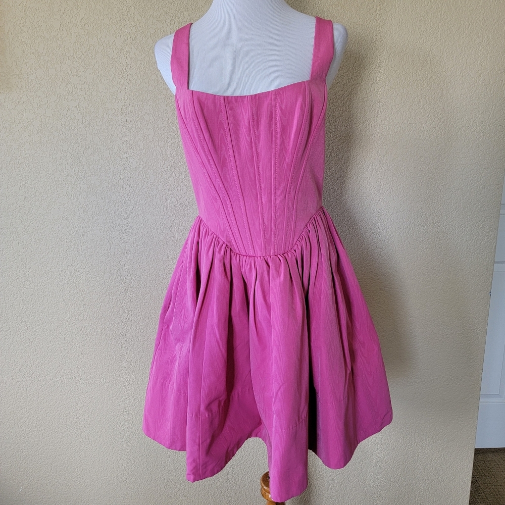 NWT STAUD Landscape Corset Dress in Pink, Size 10